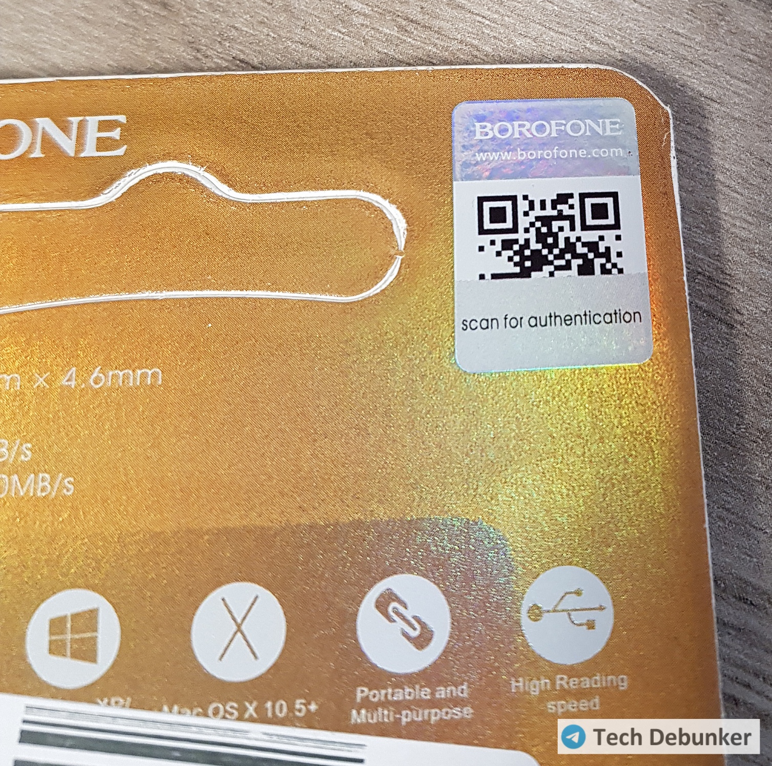 Поддельная Borofone 128 GB - проверочный QR-код под нестираемым слоем Поддельная Borofone 128 GB - проверочный QR-код под нестираемым слоем